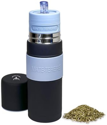 Termo autocebante, Mate listo, con sistema de autocebado para Mate - Tereré Argentino, Térmico, Portable (Termo500mlNegro) - Automate termo automático Negro.