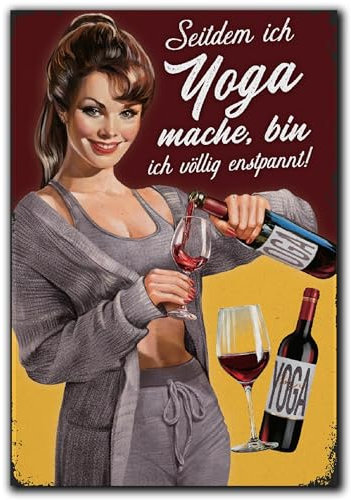 LANOLU Kühlschrankmagnete lustig- Seitdem ich Yoga Mache- Geschenke für Wein-Liebhaber- lustige Magnete mit Sprüchen und witzigen Motiven 8x5,5cm
