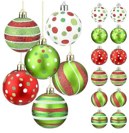 Weihnachtskugeln Dekoration, 6 cm, Weihnachtskugeln, bruchsicherer Kunststoff, Weihnachtsbaumschmuck für Weihnachtsbaum, Urlaub, Hochzeit, Party, Orange (A)