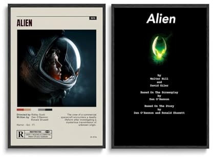 LJXOSKMK Alien-Poster (2er-Set) Vintage-Sci-Fi-Horror-Film-Poster, Leinwandposter für Schlafzimmer, ästhetische Wandkunst, Poster und Drucke, ungerahmt, 30 x 45 cm, Stil 22