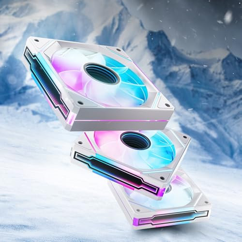 AsiaHorse Ventilador ARGB para PC Reverse 120MM [3 Piezas] [Infinity Mirror] [HDB] Ventilador RGB de 1800 RPM/61.5 CFM/24 LEDs 5V3 pines ARGB 12V4pines PWM vida útil de 50000 horas AMICI5GT Blanco