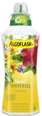 Algoflash Engrais Liquide Universel, Bouchon Doseur Inclus, Utilisable en Agriculture Biologique - 1 L, Marron