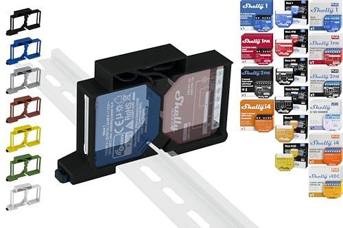 Shelly Dual DIN Rail Holder for 18 Shellys: 1 Gen3, 1PM Gen3, 2PM Gen3, i4 Gen3, Plus 1, Plus 1PM, Plus 2PM, Plus i4, Plus 0-10V Dimmer, Wave 1, Wave 1PM, Wave 2PM, Wave Shutter, Wave i4 (Black Prime)