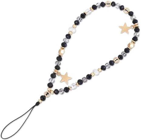 FdcLixuvol Five-Pointed Star Pendant Beaded Phone Chain, Detachable Lanyard Phone Strap