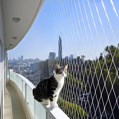Schleuder Rete Gatti, Rete Anti Uccelli 10 x 3 m, Rete Anti piccioni, Rete per Gatti, per Tessitura Rete Gatto,Rete per Balcone Esterno,Rete Nylon, Rete da Giardino,Rete Trasparente per balconi