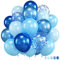 Luftballons Blau, Doppelschichten Metallic Blau Ballons Set, 12 Zoll Dunkelblau Hellblau Helium Latex Ballons mit Konfetti Party Dekorationen für Junge Geburtstag Babyparty Männer Abschluss