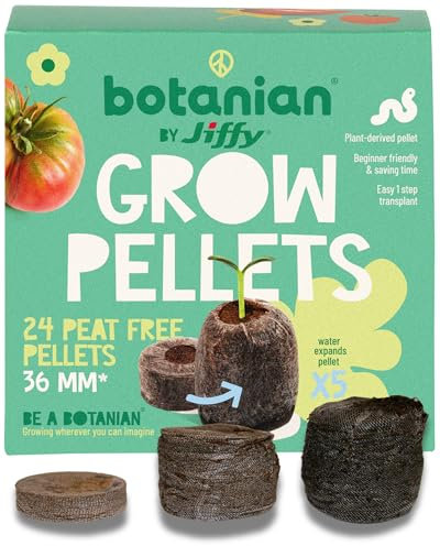 Jiffy Botanian 24 Peat Free Plant Starter Pellets - Biodegradable Coir Seed Plugs Perfect for Herbs, Flowers & Vegetables. Easy to Use Germination Grow Discs, Ideal for Seedlings & Cuttings Growth