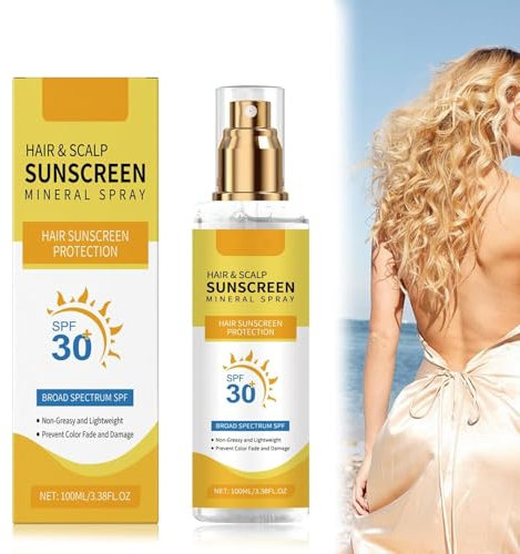 Kopfhautschutzspray Sonnenschutz LSF 30+, Haar Kopfhaut Sonnenschutz Mineral Spray, Sonnenschutz Kopfhaut Haare, Broad Spectrum Sunscreen Mineral Spray, Schutz UVA&UVB für Kopfhaut und Scheitel (1)