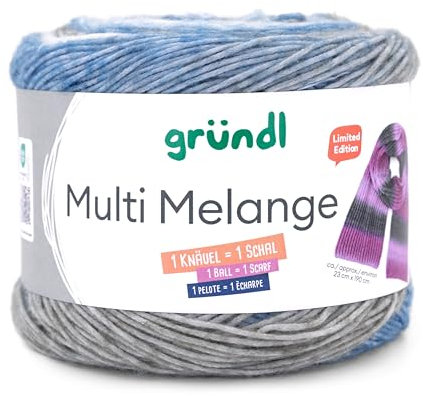 Gründl Wolle Multi Melange, ein Bobbel = ein Schal, Farbverlaufswolle, 200g 760m, Nadelstärke 4 bis 5 mm, mit Anleitung in der Banderole (4)