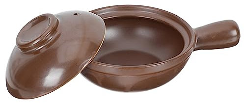 Mikinona Cazuela De Barro Tapa 950 Ml, Olla Para Guisar De Cerámica Resistente Al Calor, Asa Lateral, Adecuado Para Cocina Doméstica, Guisos y Arroz, Uso Diario