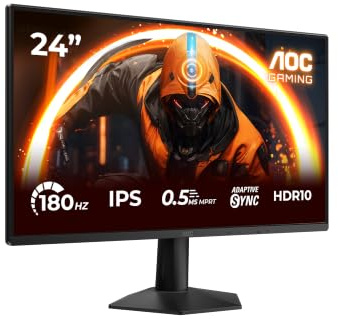 AOC 24G50FAD 24 Zoll FHD Monitor, 180Hz (OC, Native 144Hz), IPS Panel, 4ms GtG, Adaptive Sync, HDR10, G-Sync Comptible (1920x1080 HDMI 1x 2.0) Schwarz