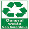 V Safety General Waste, Non Hazardous Recycling Sign - 200mm x 300mm - Self Adhesive Vinyl