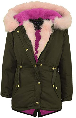 A2Z 4 Kids Kids Hooded Jacket Girls Rainbow Faux Fur Baby Pink Parka School Jackets Outwear Coat New Age 2 3 4 5 6 7 8 9 10 11 12 13 Years