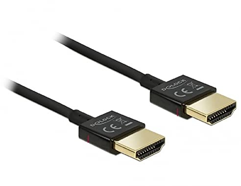 Delock High Speed HDMI Cable with Ethernet – HDMI-A Male to HDMI-A male 3D 4 K 0.25 m Slim