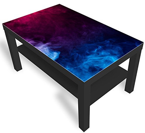 DekoGlas Beistelltisch Couchtisch 'Bunter Rauch' Sofatisch mit Motiv Glasplatte Kaffee-Tisch, 90x55x45 cm Schwarz