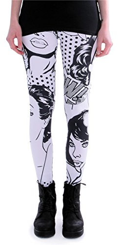cosey - Bedruckte Bunte Leggins (Einheitsgröße) Verschiedene Leggings Designs, Comic, Einheitsgröße