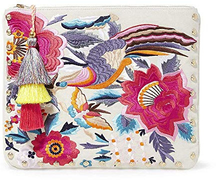 steve madden Breza Colorful Embroidered Large Clutch Crossbody, Natural/Multi