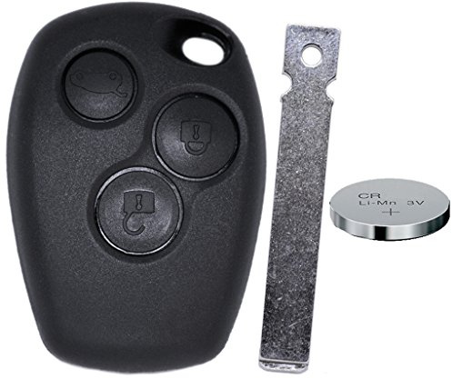 Auto Schlüssel Funk Fernbedienung 1x Gehäuse 3 Tasten + 1x Rohling VA2 + 1x CR2016 Batterie kompatibel mit Renault/Dacia/Opel