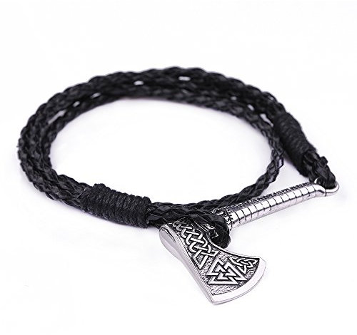 LIKGREAT Wikinger slawische Perun's Axt Valknut Wrap Anker Lederseil Geflochtene Armbänder (Stil 3), verstellbar, Metall, Einstellbar, Metall, Ohne Edelstein