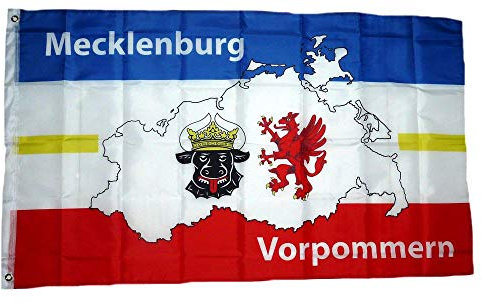 Fahne/Flagge Mecklenburg Vorpommern Karte 90 x 150 cm