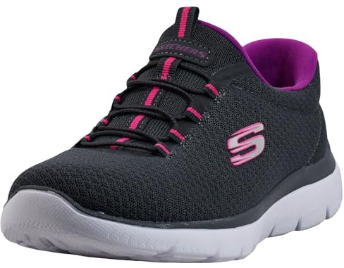 Skechers Women's Summits Sneaker, Grey Charcoal Black Purple, 8 UK