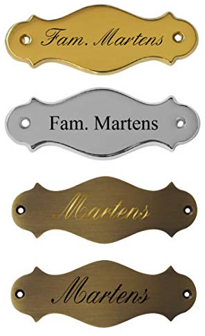 Namensschild-Türschild-Schild-135 x 50 mm-Messing pol.-Messing verchromt-Messing brüniert-Ohne, oder mit Gravur (18 A Messing pol. mit 1 Zeile Gravur)