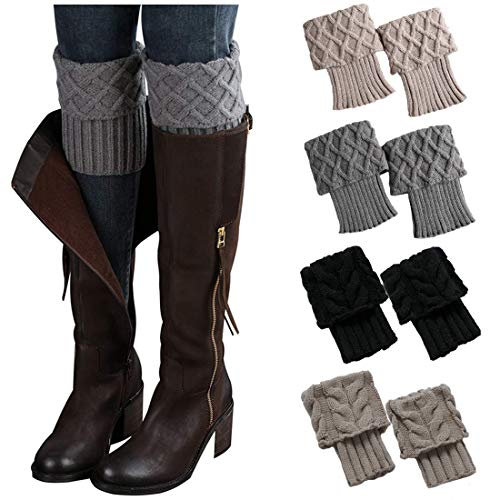 Simoda Stulpen Damen Gestrickte Beinwärmer Winter Kurze Stricken Gestrickte Legwarmer Boot Abdeckung Socken (4 Pairs Style b)