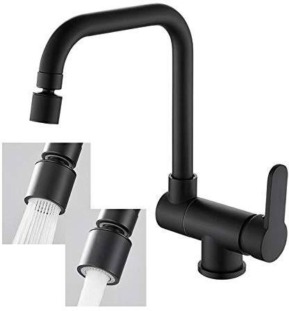 Mitigeur Cuisine Rabattable Fenetre Robinet de Cuisine Rabattable Chaude et Froide Réglable Pivotant pour Evier Devant Fenêtre Laiton Noir 2 Modes Robinets D'Évier Cuisine