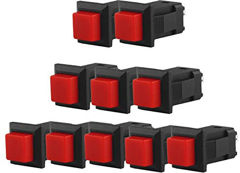 Larcele 11x13mm Druckschalter Quadrat DIY Selbsteinrastend Elektrische Schalter 10 Stück ANKG-16 (Rot) MEHRWEG