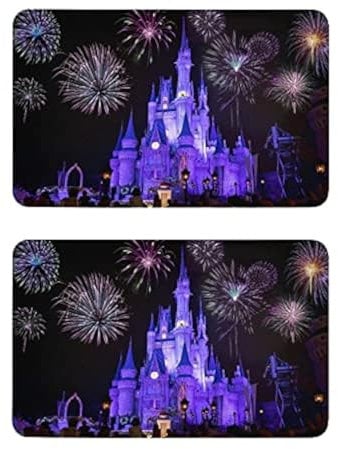 Disney's Cinderella Castle with Fireworks Refrigerator Magnets, Fridge Magnets Dishwasher Magnet for Office Kitchen Cabinets Whiteboards Decorative Magnets 2 PCS