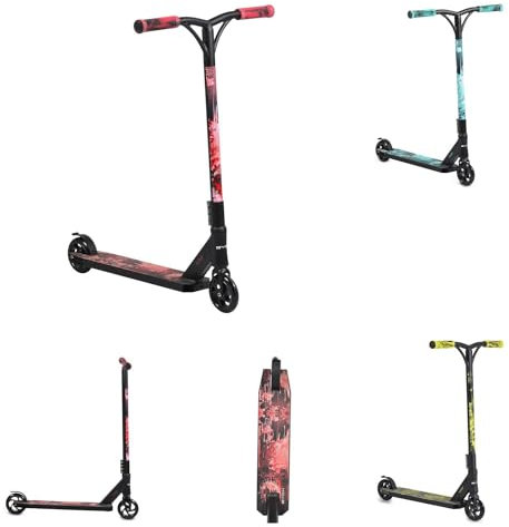 Byox Kinderroller Shock Aluminium PU Räder, ABEC-9, Hinterradbremse, Stoßdämpfer rot