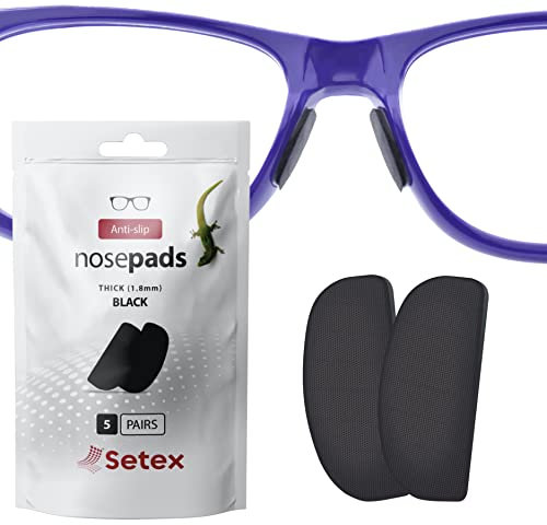 Setex Gecko Grip 1,8 mm Anti-Rutsch-Nasenpads für Brillen, (5 schwarze Paare), Mikrostrukturierte Fasern
