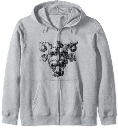 Gruselige Vintage-Wasserspeier Teufel Statue Gesicht Kapuzenjacke