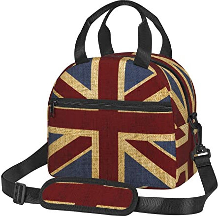 Rustikale schicke Union Jack-Lunch-Tasche, langlebige, isolierte Lunchbox-Einkaufstasche, wiederverwendbare Kühltasche mit Schultergurt