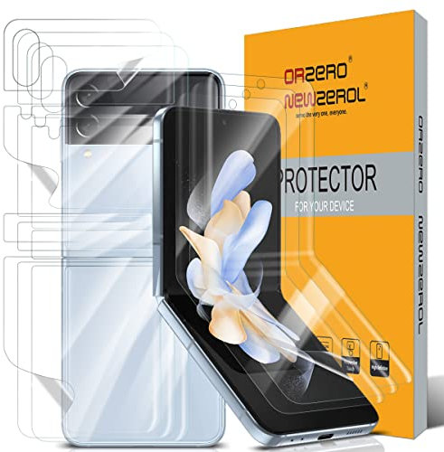 NEWZEROL 3 Sets Compatible for Samsung Galaxy Z Flip 4 5G Screen Protector [Full Set] [NOT Include Camera] TPU 3D Soft Protective Film for Galaxy Z Flip 4 - Transparent
