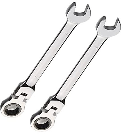 Vokenforu 7mm Ratchet Spanner,2 PCS Ratcheting Combination Wrench, Flex-Head Hardened Chrome Vanadium Steel Open End Spanner Metric