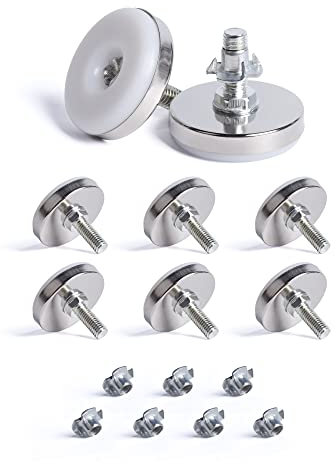 SPDYCESS 8 Stück M8 X 43MM Verstellfüsse Möbelfüße, Verstellbare Runde Nivellierfüße Planierenfüße mit 8 Stück 4-zackigen Nutensteinen, für Schrank Schreibtisch Bett Beine