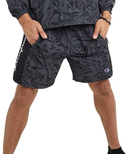 Champion Herren, leichte, Hybrid-Turn, 17,8 cm Shorts, Flüssiger Marmor Stealth/Black Waves Script, XX-Large