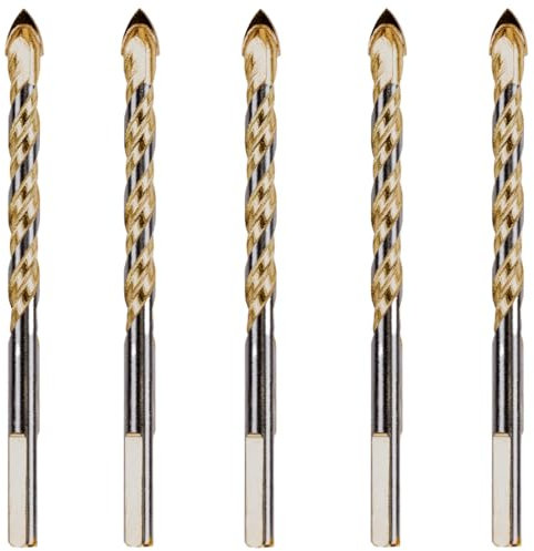 5 x Rennie Tools 5mm x 100mm Long Multi-Material Tile Drill Bits Set for Ceramic Porcelain Granite Marble Masonry Tiles Glass. Tungsten Carbide Drill Bits/TCT Tipped Drill Bit Sets