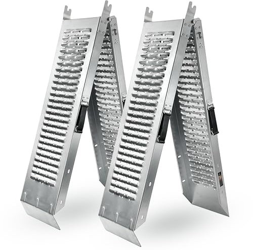 Crystals 2 Pcs Steel Foldable Loading Ramp 400Kg Capacity Bike Quad Mower Vehicle Garage Tool