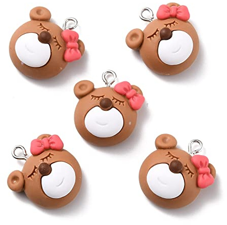 FASHEWELRY 30 Stück Harz-Anhänger mit Platin-Eisen-Wäscheklammer, Lebensmittelthema, Blumentiere, für Schmuck, Ohrringe, Armbandherstellung