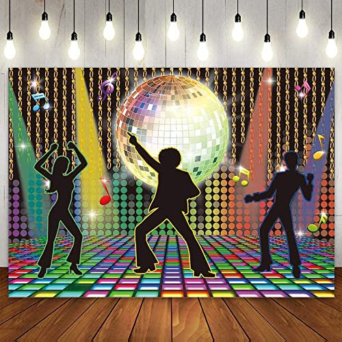 Disco Party Dekoration Backdrop Club Tanz Musical DJ Hintergrund Leuchtende Bühne Neon 70's 80's 90's Geburtstag Kuchen Banner Poster 300x200cm