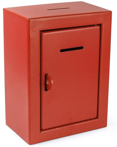 Spendenbox aus Metall, für Wohltätigkeitsorganisationen, aus Stahl, für Wahlurnen, Büro, Vorschlagsbox, sichere Box mit Schlitz vorne und oben, einfache Wandmontage mit vorgebohrten Löchern, 21,6 x