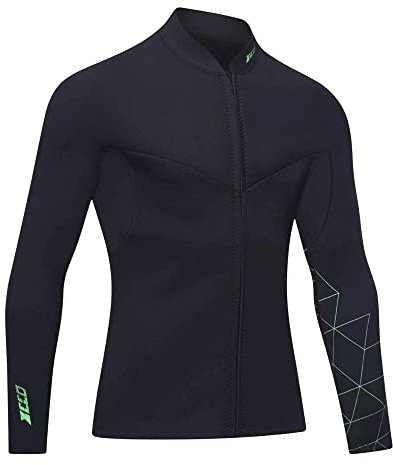 ZCCO Neoprenanzug für Herren, 3mm, mit Reißverschluss vorne, Lange Ärmel, Tauchanzug zum Schwimmen, Schnorcheln, Tauchen, Surfen(3FT-MN-XL)