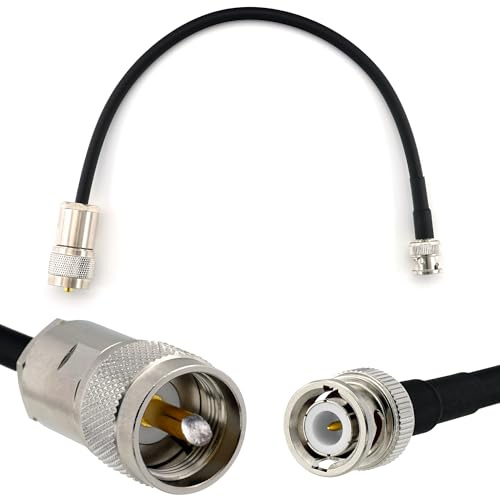 RANGEFUL 30cm BNC Stecker auf PL259 UHF Koaxialkabel — BNC PL Verlängerungskabel HF-240 (LMR 240 Äquivalent) 0,3 Meter Jumper Kabel (50 Ohm) — Schwarz Antennenkabel für HAM Radio CB Funk WIFI Antenne