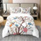 Zweige 100% Baumwolle Bettbezug 155x220 Bunte Vögel Bettwäsche Set Blau Rot Vintage Blumen Blütenblätter Quilt Cover Pflanze Warme Romantische Girly Stil Tröster Abdeckung für Mädchen Frauen,