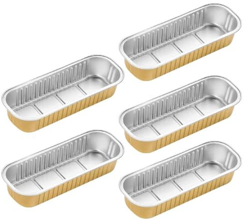 5 Stücke BBQ Zinn Pfannen Rechteckig Takeaway Zinn Folie Schüssel Aluminiumfolie Wasserdichte Küche Backformen Zinn Folie Box Für BBQ Zinn Folie Tabletts Kleine Backform Folie Tabletts Für Air Fryer