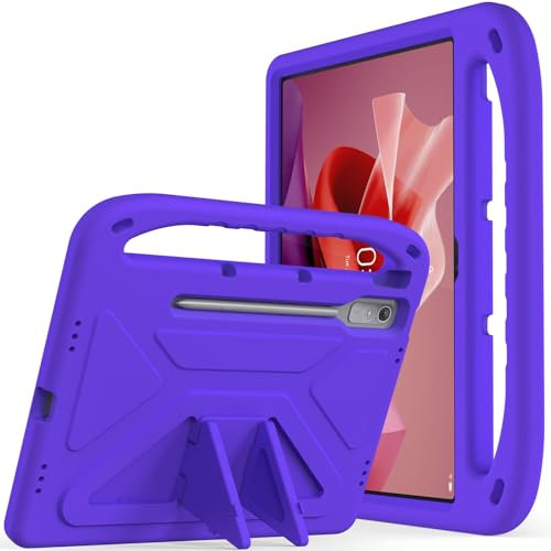 Kids Case for Lenovo Tab P12 12.7 Inch Tablet 2023 Full Body Protective Cover with Handle Stand Lightweight Shockproof Case for Lenovo Tab P12 Tablet 2023 Purple