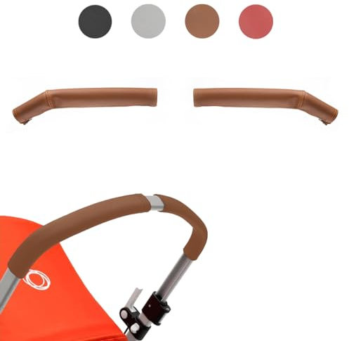 BABYDOME Lenkerbezüge kompatibel mit Bugaboo Cameleon 3 und 3 Plus, handgefertigt in Spanien aus hochwertigem Kunstleder, beständig gegen Sonne, Flecken, Verschleiß und Verblassen. Farbe: Braun.
