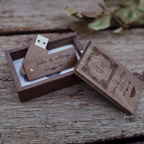Clé USB 3.0 gravée personnalisée,Cadeau personnalisé gravé en Bois Massif USB Flash Drive pour Mariages, Anniversaires, remises de diplômes, Anniversaires (Style-Poétique, 256 Go)
